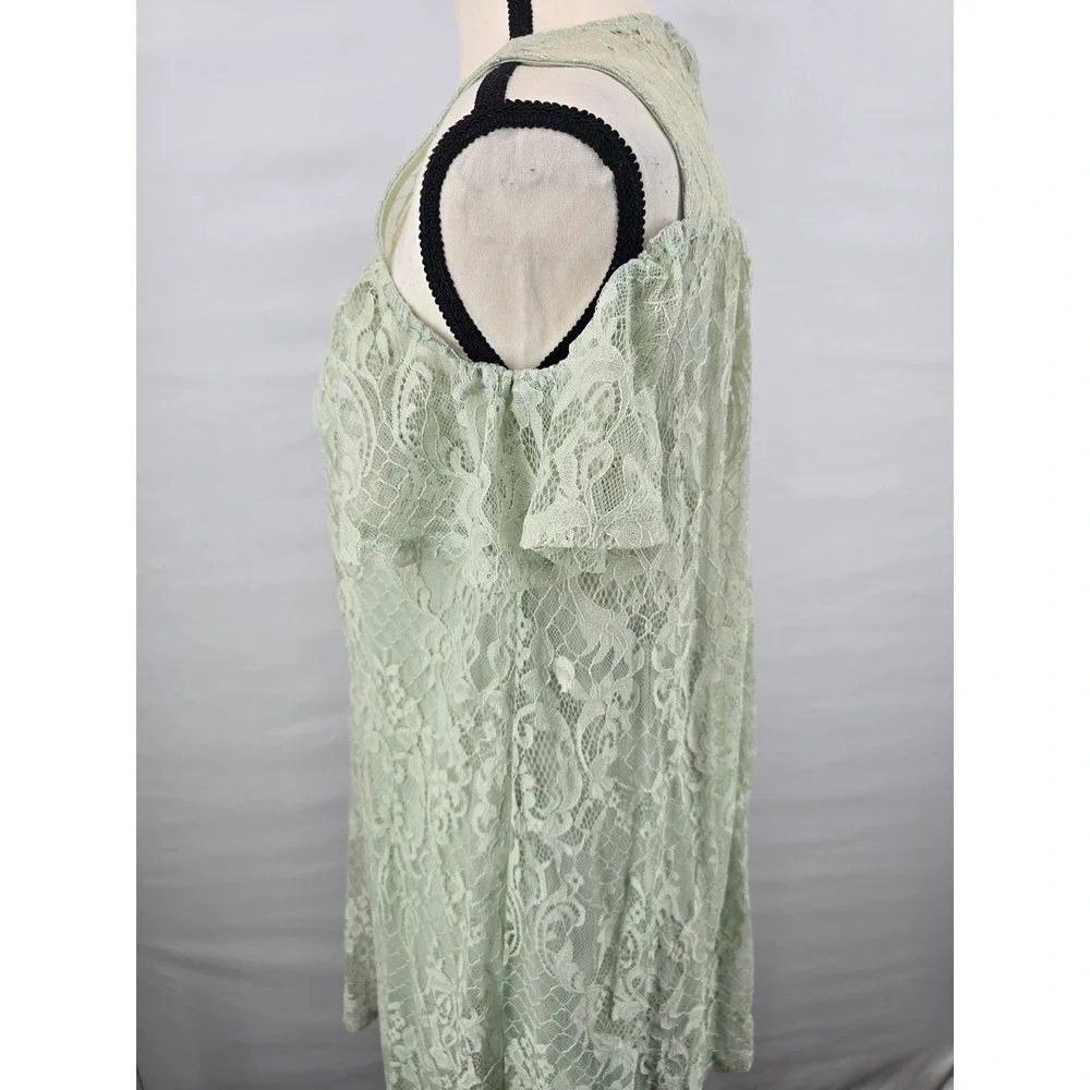 Altar'd State Sage Green Lace‎ Cold Shoulder Shift Dress Women Small Floral
